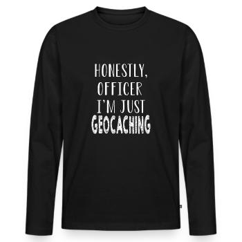 Funny dictons géocaching pour les géocacheurs - T-shirt manches longues Premium bio Homme - noir - Devant - Nico (187cm)