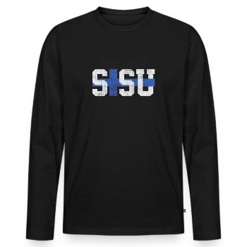 Sisu Finlande finnois - T-shirt manches longues Premium bio Homme - noir - Devant - Nico (187cm)