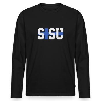 Sisu Finnoise Finnoise Drapeau finlandais - T-shirt manches longues Premium bio Homme - noir - Devant - Nico (187cm)