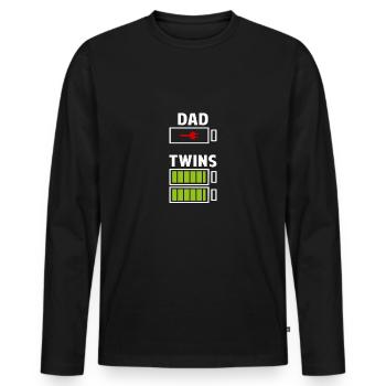 Père des jumeaux pour le meilleur papa - T-shirt manches longues Premium bio Homme - noir - Devant - Nico (187cm)