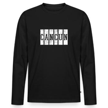 Cancun Mexique Voyage plage - T-shirt manches longues Premium bio Homme - noir - Devant - Nico (187cm)