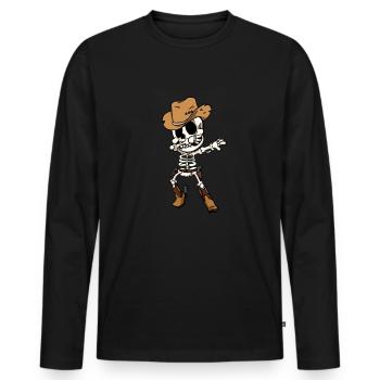 Skeleton Dabbing Bone Cowboy Skull Gift - Men's Premium Organic Long Sleeve Shirt - black - Front - Nico (187cm)