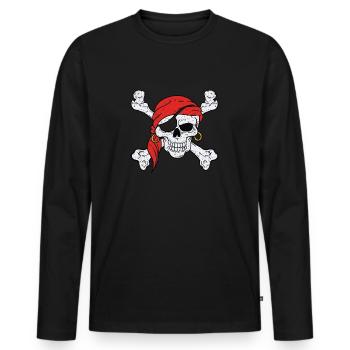 Skeleton dabbing bone pirate pirate gift - Men's Premium Organic Long Sleeve Shirt - black - Front - Nico (187cm)