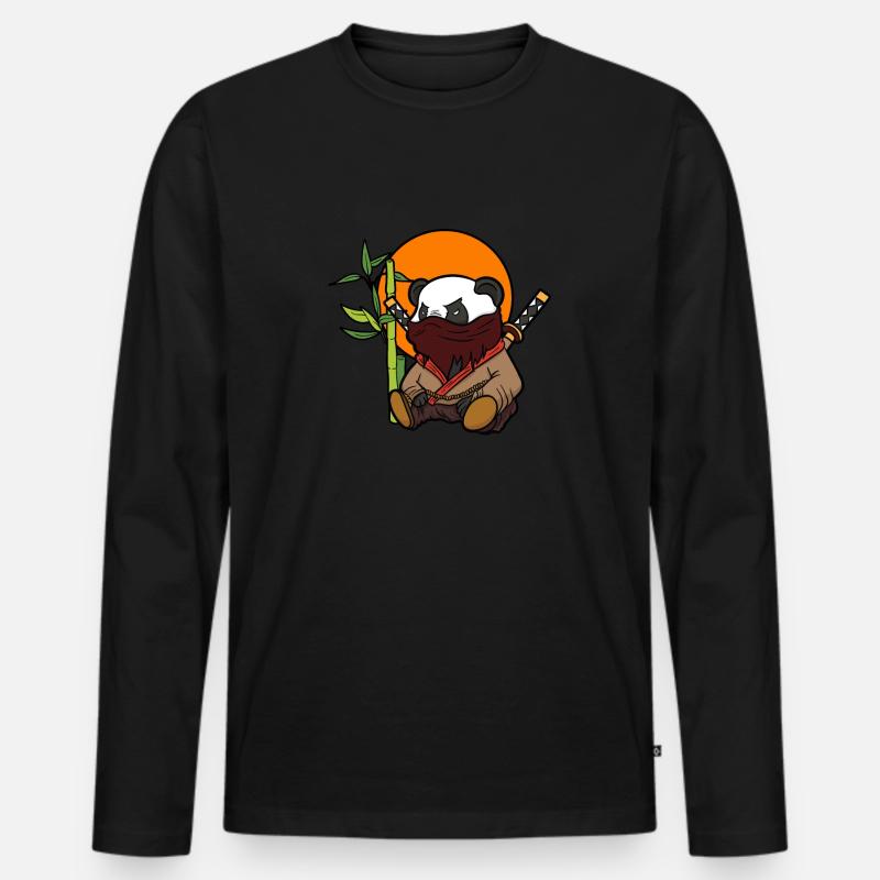 Panda Panda Ninja Kung Fu Samurai Animal Gift - Maglia a manica lunga ecologica premium da uomo - nero