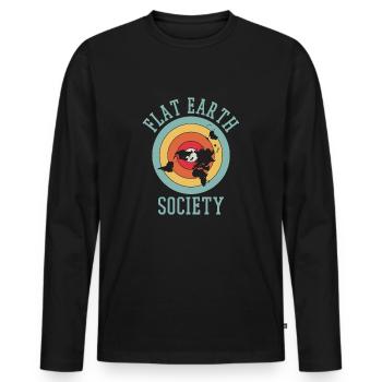 Flache Erde Verschwörungsgesellschaft - Männer Premium Bio Langarmshirt - Schwarz - Vorne - Nico (187cm)
