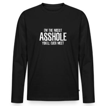 Asshole humor - Men's Premium Organic Long Sleeve Shirt - black - Front - Nico (187cm)