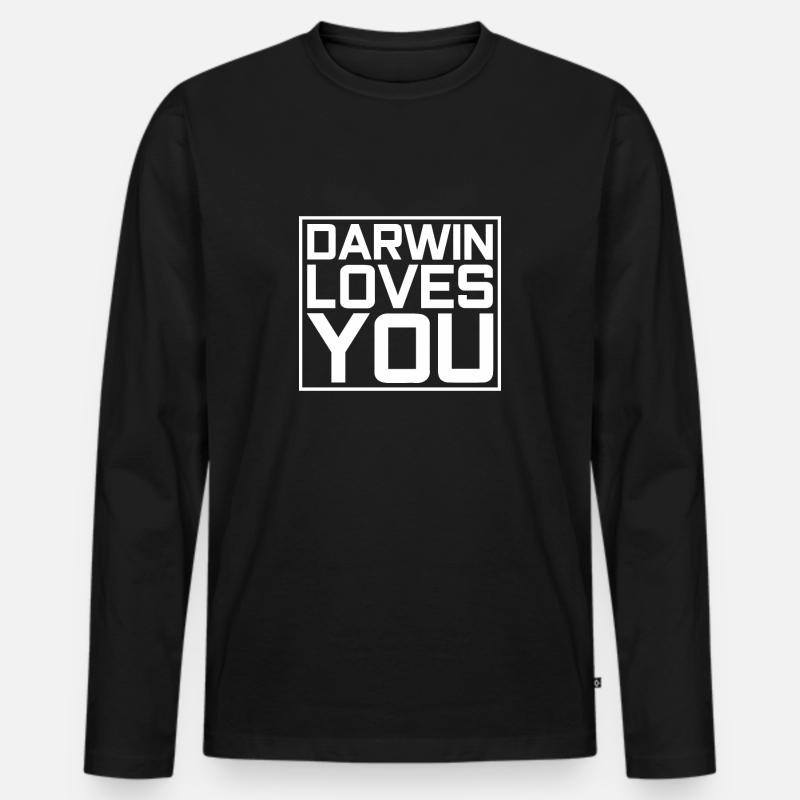 Atheist Charles Darwin - Männer Premium Bio Langarmshirt - Schwarz