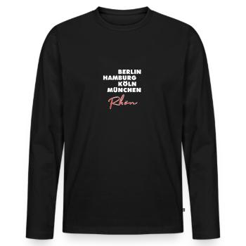 Berlin Hamburg Köln München Stadtnamen Rhön - Männer Premium Bio Langarmshirt - Schwarz - Vorne - Nico (187cm)