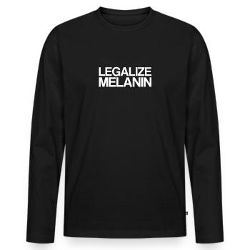 Legalize Melanin | Black Power, Black History - Männer Premium Bio Langarmshirt - Schwarz - Vorne - Nico (187cm)