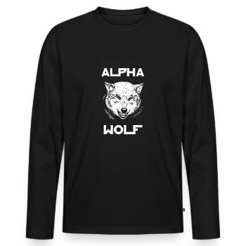 Alpha Wolf Wildlife - Männer Premium Bio Langarmshirt - Schwarz - Vorne - Nico (187cm)