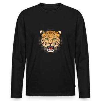 Gepard Leopard - Männer Premium Bio Langarmshirt - Schwarz - Vorne - Nico (187cm)