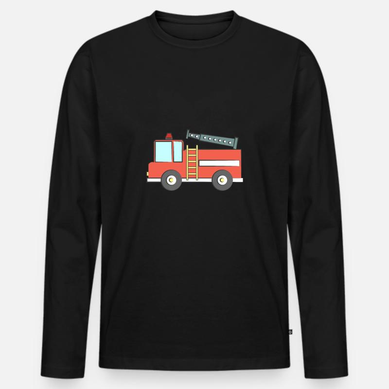 Feuerwehrauto Feuerwehrmann - Männer Premium Bio Langarmshirt - Schwarz