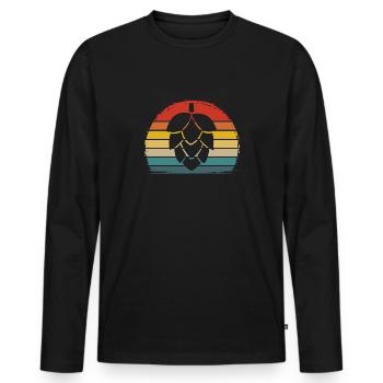 Bière alcool houblon malt brasserie brasserie cadeau - T-shirt manches longues Premium bio Homme - noir - Devant - Nico (187cm)