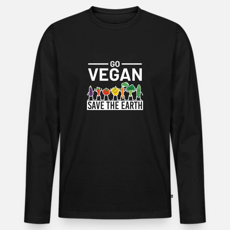 Vegetarisch - Männer Premium Bio Langarmshirt - Schwarz