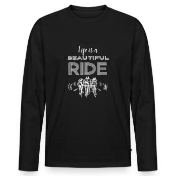 Radfahren Fahrradfahren Fahrradfahren - Männer Premium Bio Langarmshirt - Schwarz - Vorne - Nico (187cm)