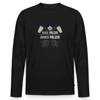 Einmal Pfälzer immer Pfälzer Dialekt Mundart - Männer Premium Bio Langarmshirt - Schwarz - Vorne - Nico (187cm)