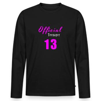 Officially Teenager - Men's Premium Organic Long Sleeve Shirt - black - Front - Nico (187cm)