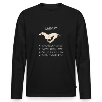 Whippet chien - T-shirt manches longues Premium bio Homme - noir - Devant - Nico (187cm)