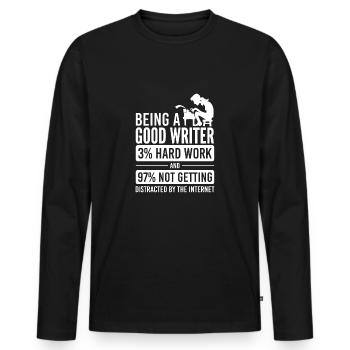 journalist - Men's Premium Organic Long Sleeve Shirt - black - Front - Nico (187cm)