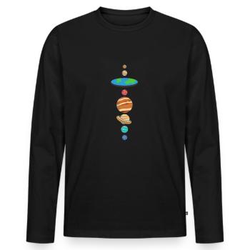 Flache Erde Flat Earth Theorie Planet Geschenk - Männer Premium Bio Langarmshirt - Schwarz - Vorne - Nico (187cm)