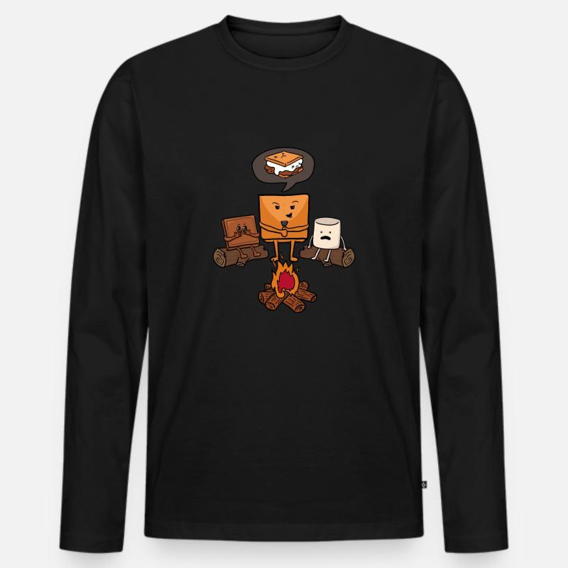Lagerfeuer Marchmallow Keks Schokolade Geschenk - Männer Premium Bio Langarmshirt - Schwarz
