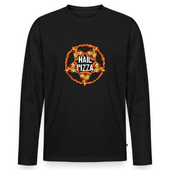 Salut Pizza Fast Food Pentagram Gothique Cadeau - T-shirt manches longues Premium bio Homme - noir - Devant - Nico (187cm)