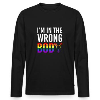 lgBT - Men's Premium Organic Long Sleeve Shirt - black - Front - Nico (187cm)