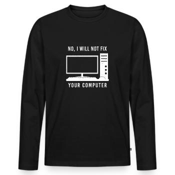 nerd - Männer Premium Bio Langarmshirt - Schwarz - Vorne - Nico (187cm)