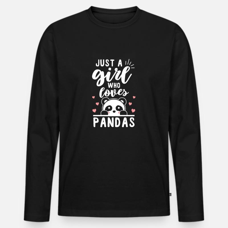 Panda - Männer Premium Bio Langarmshirt - Schwarz