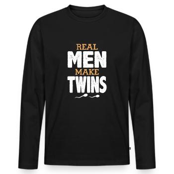 Les vrais hommes font des jumeaux - T-shirt manches longues Premium bio Homme - noir - Devant - Nico (187cm)