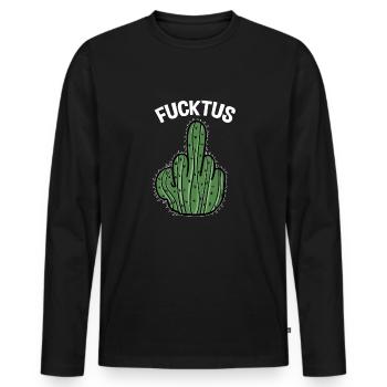 Cactus Cactus Fucktus Doigt majeur Doigt puant - T-shirt manches longues Premium bio Homme - noir - Devant - Nico (187cm)