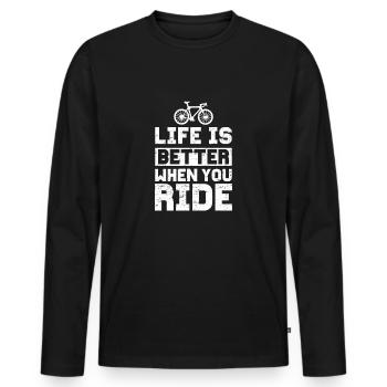Cycling Cycling - Men's Premium Organic Long Sleeve Shirt - black - Front - Nico (187cm)