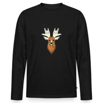 Deer ASL Deaf - T-shirt manches longues Premium bio Homme - noir - Devant - Nico (187cm)