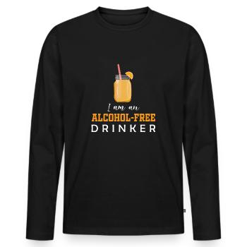 Je suis un buveur sans alcool - T-shirt manches longues Premium bio Homme - noir - Devant - Nico (187cm)