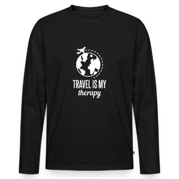 Reisen Reisen - Männer Premium Bio Langarmshirt - Schwarz - Vorne - Nico (187cm)