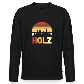 Holz Holz - Männer Premium Bio Langarmshirt - Schwarz - Vorne - Nico (187cm)