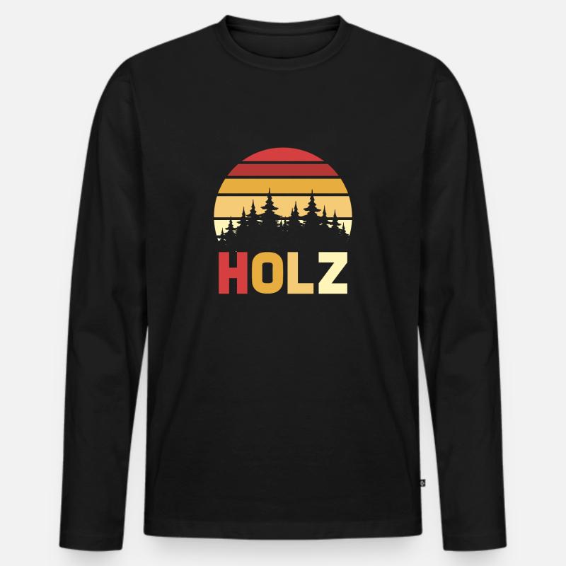 Holz Holz - Männer Premium Bio Langarmshirt - Schwarz