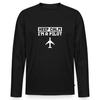 Airplane pilot aviator aviation - Men's Premium Organic Long Sleeve Shirt - black - Front - Nico (187cm)