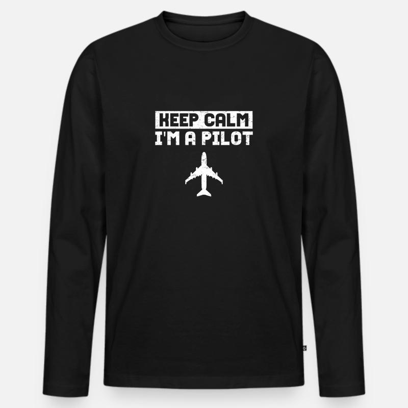 Flugzeug-Pilot Flieger Luftfahrt - Männer Premium Bio Langarmshirt - Schwarz