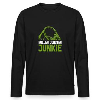 Roller coaster junkie - Men's Premium Organic Long Sleeve Shirt - black - Front - Nico (187cm)