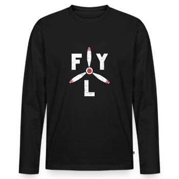 Fly propeller aircraft aviation - Men's Premium Organic Long Sleeve Shirt - black - Front - Nico (187cm)
