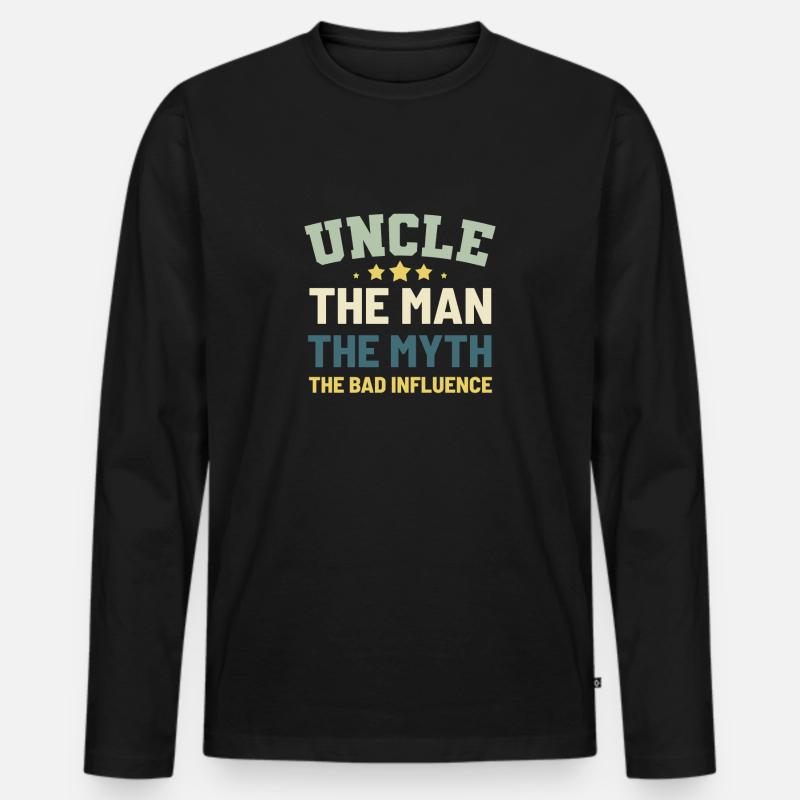 Onkel - Männer Premium Bio Langarmshirt - Schwarz