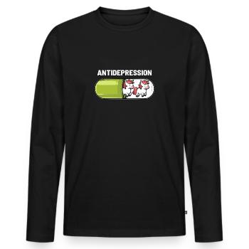 Unicorn Anti Depression Capsule - Men's Premium Organic Long Sleeve Shirt - black - Front - Nico (187cm)