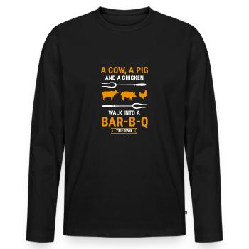 Grillmeister BBQ Quote Design Pour les amateurs de barbecue - T-shirt manches longues Premium bio Homme - noir - Devant - Nico (187cm)
