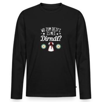 Dirndl - Männer Premium Bio Langarmshirt - Schwarz - Vorne - Nico (187cm)