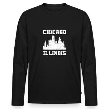 Chicago Illinois Skyline Souvenir - Männer Premium Bio Langarmshirt - Schwarz - Vorne - Nico (187cm)