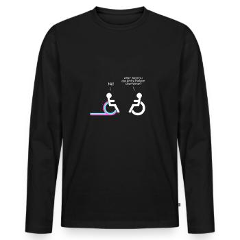 Rollstuhl Letzte Einhorn überfahren Geschenk retro - Männer Premium Bio Langarmshirt - Schwarz - Vorne - Nico (187cm)