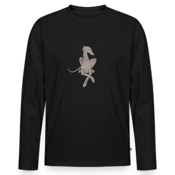 Greyhound couché gris clair - T-shirt manches longues Premium bio Homme - noir - Devant - Nico (187cm)