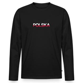 Polska Polen Polnische Flagge Polnisch - Männer Premium Bio Langarmshirt - Schwarz - Vorne - Nico (187cm)
