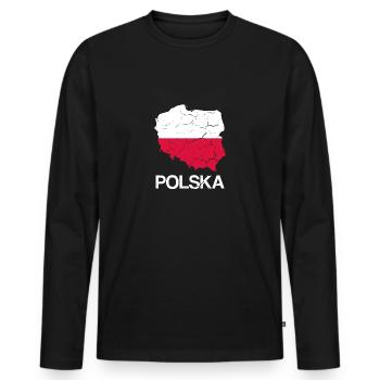 Polska Polen Polnische Flagge Polnisch - Männer Premium Bio Langarmshirt - Schwarz - Vorne - Nico (187cm)